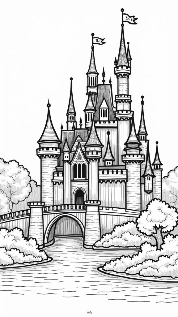 coloriage de château imprimable